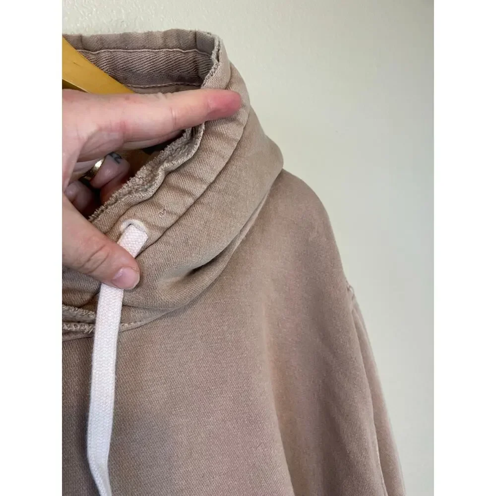 Free People We The Free Zuma Hoodie Sweatshirt Washed Brown Large Distressed